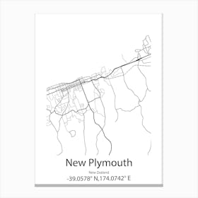 New Plymouth,New Zealand Minimalist Map Canvas Print