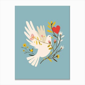 Dove With Flowers 5 Canvas Print