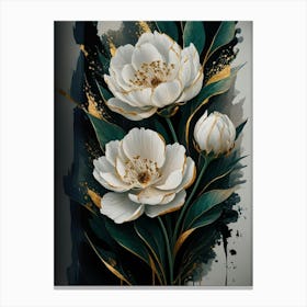 White Peony Painting Canvas Print