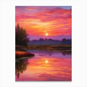 Sunset By The River Canvas Print