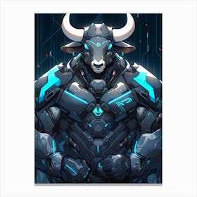Bull In Futuristic Armor Canvas Print