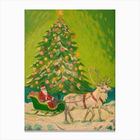 Santa Claus And Reindeer 1 Canvas Print