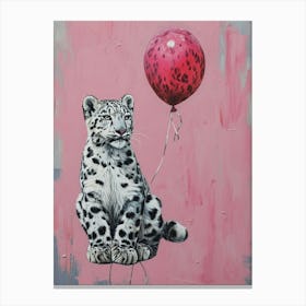 Cute Snow Leopard 2 With Balloon Canvas Print
