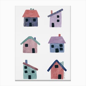 Watercolor Little Cozy Houses Canvas Print