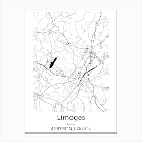 Limoges,France Minimalist Map Canvas Print