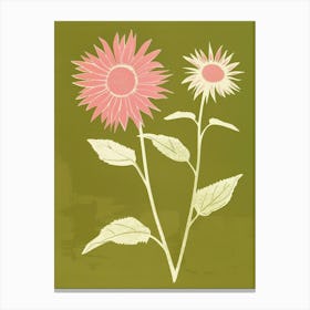 Pink & Green Sunflower 2 Canvas Print