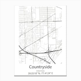 Countryside,United States Minimalist Map 1 Canvas Print