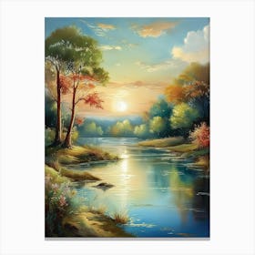 Sunset By The River 3 Canvas Print