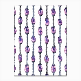 Purple Beads Pearls On Silver Chain Jewelry Canvas Print