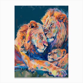 Transvaal Lion Family Bonding Fauvist Painting 1 Canvas Print