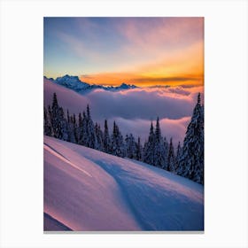 Chamonix, France Sunrise Skiing Poster Canvas Print