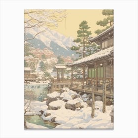 Vintage Winter Illustration Nagano Japan 1 Canvas Print