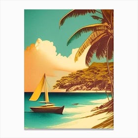 Ambergris Cay Turks And Caicos Vintage Sketch Tropical Destination Canvas Print