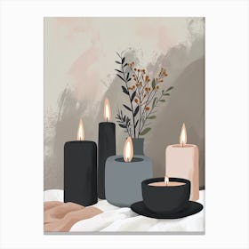 Candles And Flowers, Hygge Canvas Print