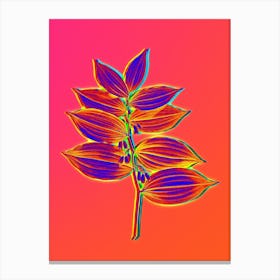Neon King Solomon's Seal Botanical in Hot Pink and Electric Blue n.0501 Canvas Print