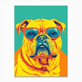 Bulldog With Sunglasses Canvas Print