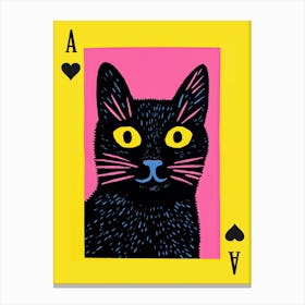 Playing Cards Cat 1 Pink And Black Canvas Print