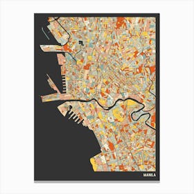Manila Philippines Map Canvas Print