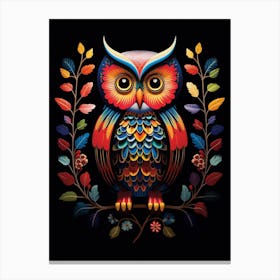 Folk Bird Illustration Owl 1 Canvas Print