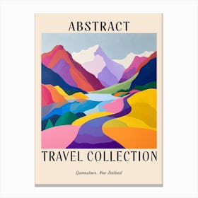 Abstract Travel Collection Poster Queenstown New Zealand 2 Canvas Print