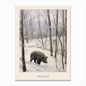 Vintage Winter Animal Painting Poster Wild Boar 4 Canvas Print