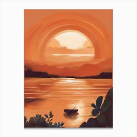 Sunset Over The Lake 2 Canvas Print