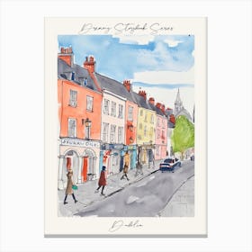Poster Of Dublin, Dreamy Storybook Illustration 1 Canvas Print
