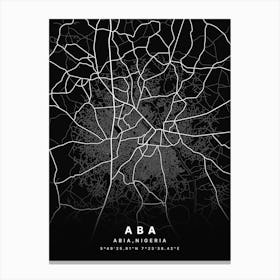 Aba Abia Nigeria Black Map Canvas Print