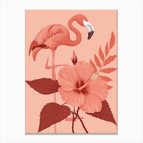 Chilean Flamingo Hibiscus Minimalist Illustration 2 Canvas Print