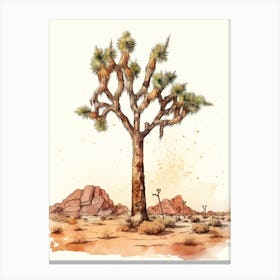  Minimalist Joshua Tree At Dusk In Desert Line Art 3 Canvas Print