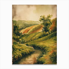 Watercolor Of A Stream Canvas Print