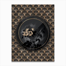 Shadowy Vintage White Rose Botanical in Black and Gold n.0024 Canvas Print