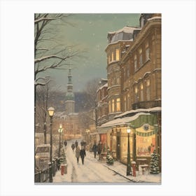 Vintage Winter Illustration Berlin Germany 2 Canvas Print