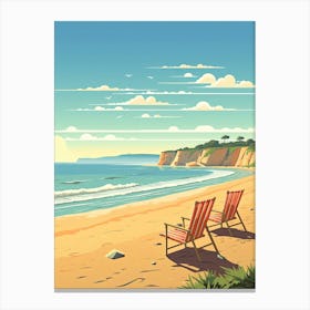 Malibu Beach California, Usa, Flat Illustration 3 Canvas Print