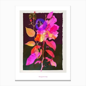 Bougainvillea 1 Neon Flower Collage Poster Canvas Print