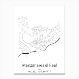 Manzanares,Spain Minimalist Map Canvas Print