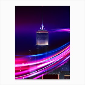Neon city: fast lights #1 (synthwave/vaporwave/retrowave/cyberpunk) — aesthetic poster Canvas Print
