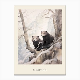 Winter Watercolour Marten 1 Poster Canvas Print