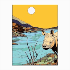 Rhino Sunset Portrait 4 Canvas Print