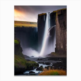 Skogarfoss Waterfall, Iceland Realistic Photograph (2) Canvas Print