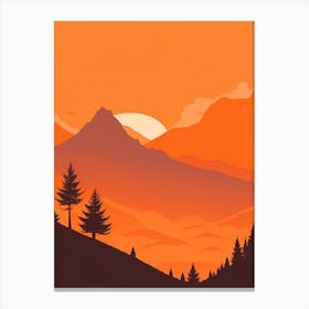 Misty Mountains Vertical Composition In Orange Tone 316 Canvas Print