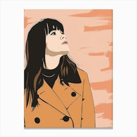 Illustration Of A Woman In A Trench Coat Canvas Print