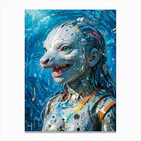 Girl In A Robot Costume Canvas Print
