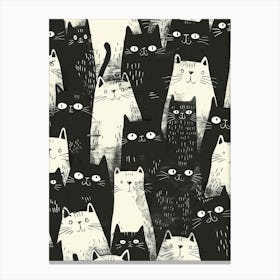 Perfectly Repeatable Artwork With Cute Cat Faces 69 Canvas Print