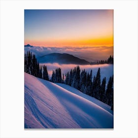 Skiwelt Wilder Kaiser Brixental, Austria Sunrise Skiing Poster Canvas Print
