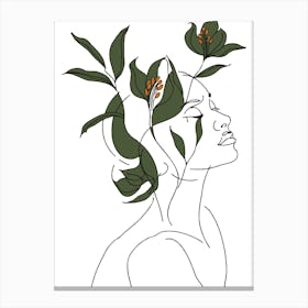 Woman With Leaves On Her Head Canvas Print