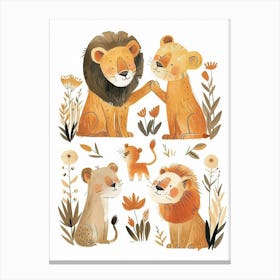 Barbary Lion Interaction Clipart 2 Canvas Print