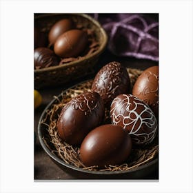 Easter Eggs In Baskets Canvas Print