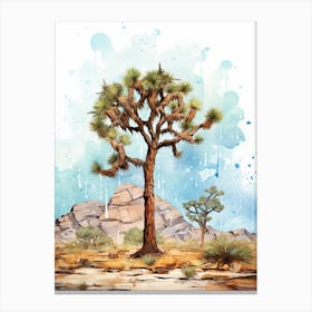 Joshua Tree In The Rain In Nat Viga Style (3) Canvas Print