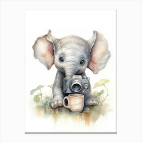 Elephant Painting Photographing Watercolour 4 Canvas Print